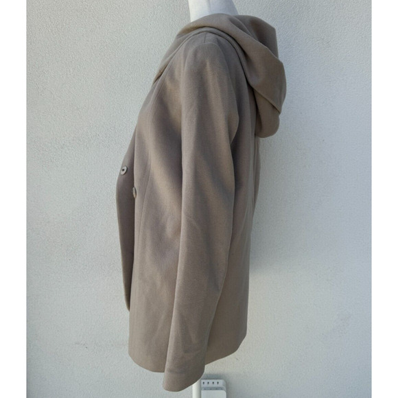 Lan jaenicke Designer Cashmere Coat Sz.1 (0-2) Neutral Taupe Button Closure - Picture 4 of 10